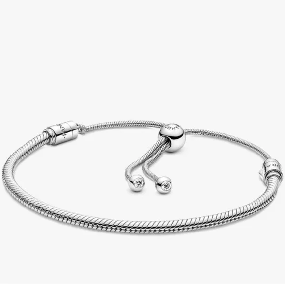 Pandora Polished Silver Adjustable Snake Chain Necklace - Silver - Picture 5 of 6